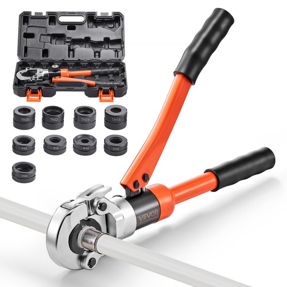 Εργαλείο πτύχωσης υδραυλικών σωλήνων VEVOR, πολυλειτουργικό πτύχωμα εξαρτημάτων σωλήνων με σιαγόνες TH16 TH20 TH26 TH32 για σωλήνες PEX και αλουμινίου-πλαστικού, και σιαγόνες V12 V15 V18 V22 V28 για σωλήνες από ανοξείδωτο χάλυβα Εργαλείο πτύχωσης υδραυλικών σωλήνων VEVOR, πολυλειτουργικό πτύχωμα εξαρτημάτων σωλήνων με σιαγόνες TH16 TH20 TH26 TH32 για σωλήνες PEX και αλουμινίου-πλαστικού, και σιαγόνες V12 V15 V18 V22 V28 για σωλήνες από ανοξείδωτο χάλυβα