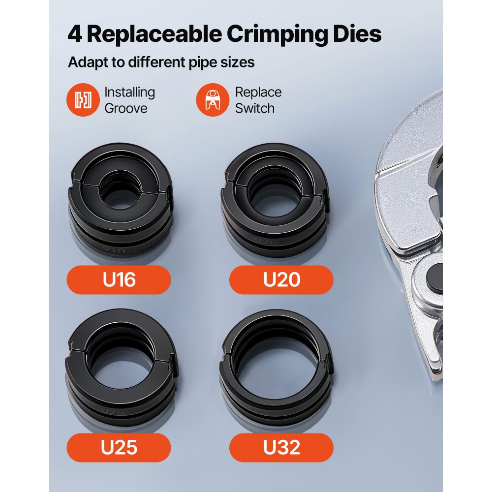 Εργαλείο πτύχωσης υδραυλικών σωλήνων VEVOR, πτύχωση εξαρτημάτων σωλήνων PEX και αλουμινίου-πλαστικού με σιαγόνες U16 U20 U25 U32 και θήκη μεταφοράς, κιτ εργαλείων πτύχωσης για υδραυλικές επισκευές και εγκαταστάσεις Εργαλείο πτύχωσης υδραυλικών σωλήνων VEVOR, πτύχωση εξαρτημάτων σωλήνων PEX και αλουμινίου-πλαστικού με σιαγόνες U16 U20 U25 U32 και θήκη μεταφοράς, κιτ εργαλείων πτύχωσης για υδραυλικές επισκευές και εγκαταστάσεις