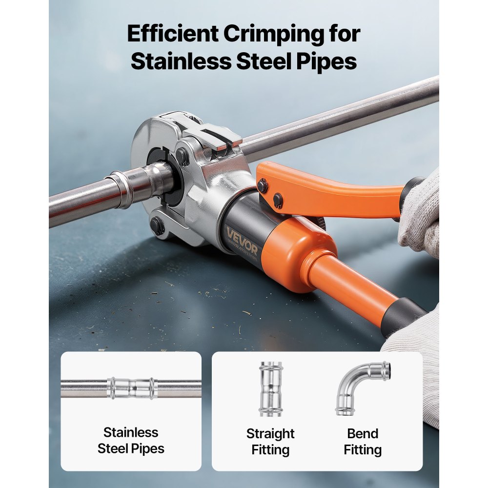 Εργαλείο πτύχωσης υδραυλικών σωλήνων VEVOR, Πρεσαριστό εξάρτημα σωλήνων από ανοξείδωτο χάλυβα με σιαγόνες V12, V15, V18, V22, V28 και θήκη μεταφοράς, κιτ εργαλείων πτύχωσης για υδραυλικές επισκευές και εγκαταστάσεις Εργαλείο πτύχωσης υδραυλικών σωλήνων VEVOR, Πρεσαριστό εξάρτημα σωλήνων από ανοξείδωτο χάλυβα με σιαγόνες V12, V15, V18, V22, V28 και θήκη μεταφοράς, κιτ εργαλείων πτύχωσης για υδραυλικές επισκευές και εγκαταστάσεις