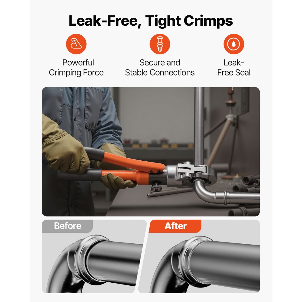 Εργαλείο πτύχωσης υδραυλικών σωλήνων VEVOR, Πρεσαριστό εξάρτημα σωλήνων από ανοξείδωτο χάλυβα με σιαγόνες V12, V15, V18, V22, V28 και θήκη μεταφοράς, κιτ εργαλείων πτύχωσης για υδραυλικές επισκευές και εγκαταστάσεις Εργαλείο πτύχωσης υδραυλικών σωλήνων VEVOR, Πρεσαριστό εξάρτημα σωλήνων από ανοξείδωτο χάλυβα με σιαγόνες V12, V15, V18, V22, V28 και θήκη μεταφοράς, κιτ εργαλείων πτύχωσης για υδραυλικές επισκευές και εγκαταστάσεις