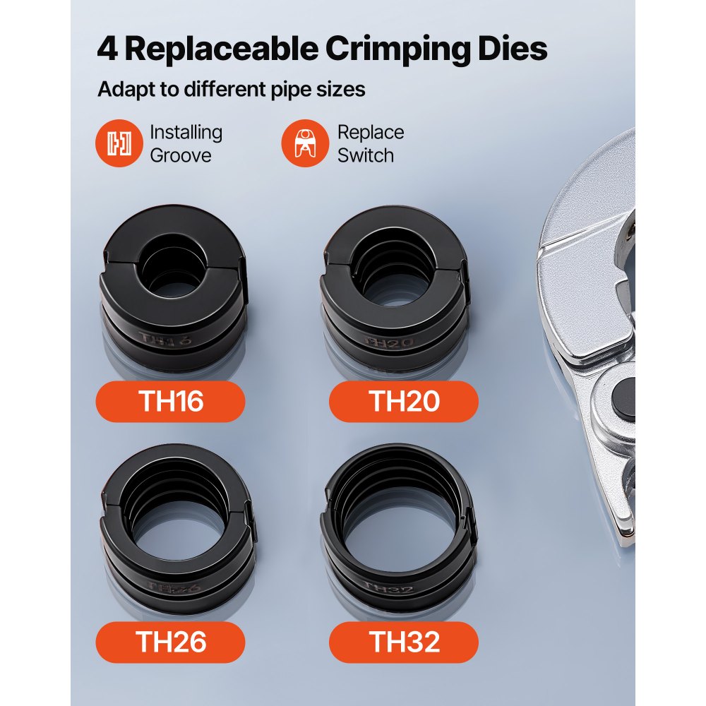 Εργαλείο πτύχωσης υδραυλικών σωλήνων VEVOR, πτύχωση εξαρτημάτων σωλήνων PEX και αλουμινίου-πλαστικού με σιαγόνες TH16 TH20 TH26 TH32 και θήκη μεταφοράς, κιτ εργαλείων πτύχωσης για υδραυλικές επισκευές και εγκαταστάσεις Εργαλείο πτύχωσης υδραυλικών σωλήνων VEVOR, πτύχωση εξαρτημάτων σωλήνων PEX και αλουμινίου-πλαστικού με σιαγόνες TH16 TH20 TH26 TH32 και θήκη μεταφοράς, κιτ εργαλείων πτύχωσης για υδραυλικές επισκευές και εγκαταστάσεις