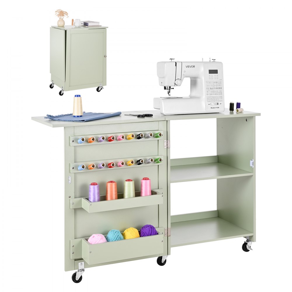 Πτυσσόμενο τραπέζι ραπτικής VEVOR, τραπέζι πολλαπλών χρήσεων ραπτομηχανής με συμπαγή σχεδιασμό, ρόδες, ξύλινα μανταλάκια, δίσκους αποθήκευσης και ράφι, μαγνητική κλειδαριά πόρτας, σταθμός χειροτεχνίας και βοηθητικό γραφείο για το σπίτι, ανοιχτό πράσινο Πτυσσόμενο τραπέζι ραπτικής VEVOR, τραπέζι πολλαπλών χρήσεων ραπτομηχανής με συμπαγή σχεδιασμό, ρόδες, ξύλινα μανταλάκια, δίσκους αποθήκευσης και ράφι, μαγνητική κλειδαριά πόρτας, σταθμός χειροτεχνίας και βοηθητικό γραφείο για το σπίτι, ανοιχτό πράσινο