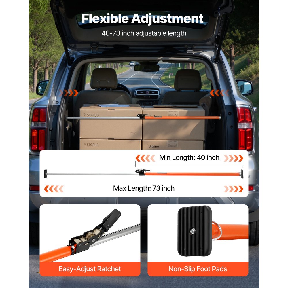 Μπάρα Αποσκευών VEVOR, Μπάρα Αποσκευών με Καστάνια Ρυθμιζόμενη από 1016mm έως 1854mm, Σταθεροποιητής Αποσκευών από Βαρύ Τύπο με Αντιολισθητικά Πέλματα, Τηλεσκοπικές Μπάρες Ασφαλείας Φορτίου για SUV, Sedan Μπάρα Αποσκευών VEVOR, Μπάρα Αποσκευών με Καστάνια Ρυθμιζόμενη από 1016mm έως 1854mm, Σταθεροποιητής Αποσκευών από Βαρύ Τύπο με Αντιολισθητικά Πέλματα, Τηλεσκοπικές Μπάρες Ασφαλείας Φορτίου για SUV, Sedan