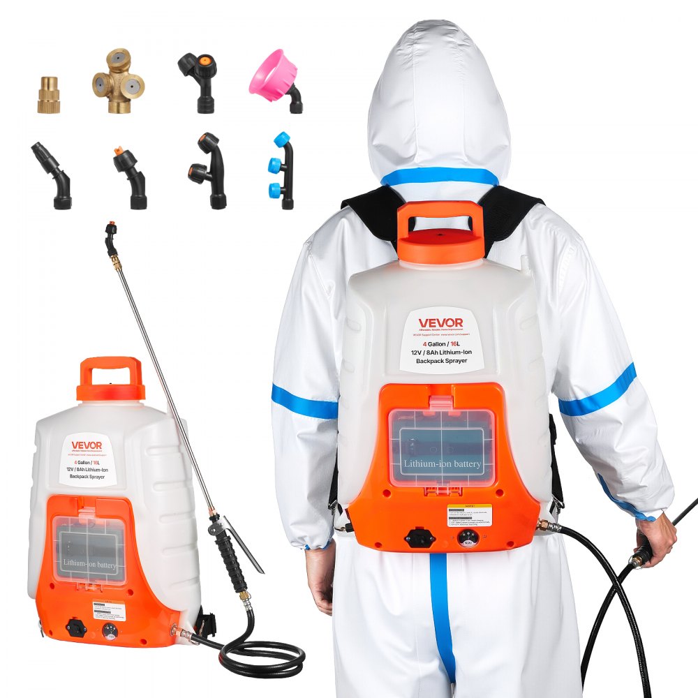 Ψεκαστήρας πλάτης με μπαταρία VEVOR, ηλεκτρικός ψεκαστήρας γκαζόν 16 λίτρων με 8 ακροφύσια και 2 τηλεσκοπικές ράβδους, ρυθμιζόμενη πίεση 90PSI, χρόνος λειτουργίας 4-6 ώρες, ψεκαστήρες αυλής για γκαζόν και κήπο Ψεκαστήρας πλάτης με μπαταρία VEVOR, ηλεκτρικός ψεκαστήρας γκαζόν 16 λίτρων με 8 ακροφύσια και 2 τηλεσκοπικές ράβδους, ρυθμιζόμενη πίεση 90PSI, χρόνος λειτουργίας 4-6 ώρες, ψεκαστήρες αυλής για γκαζόν και κήπο