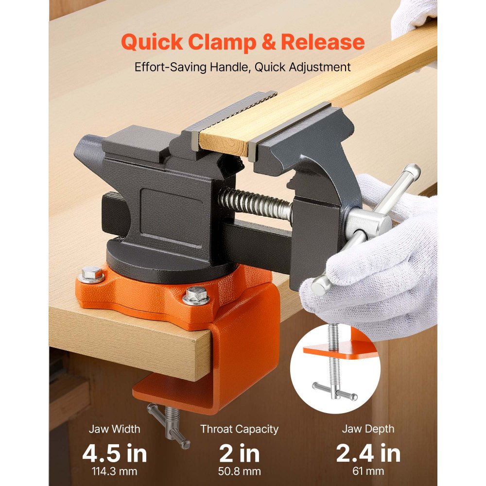 Μέγγενη πάγκου VEVOR, 4,5 ιντσών, φορητή μέγγενη πάγκου εργασίας με περιστρεφόμενη βάση 270°, περιστρεφόμενο σφιγκτήρα πάγκου γρήγορης απελευθέρωσης, κατασκευή από χυτοσίδηρο, για ξυλουργική, μεταλλουργία, τρύπημα, πριόνισμα, κοπή αγωγών Μέγγενη πάγκου VEVOR, 4,5 ιντσών, φορητή μέγγενη πάγκου εργασίας με περιστρεφόμενη βάση 270°, περιστρεφόμενο σφιγκτήρα πάγκου γρήγορης απελευθέρωσης, κατασκευή από χυτοσίδηρο, για ξυλουργική, μεταλλουργία, τρύπημα, πριόνισμα, κοπή αγωγών