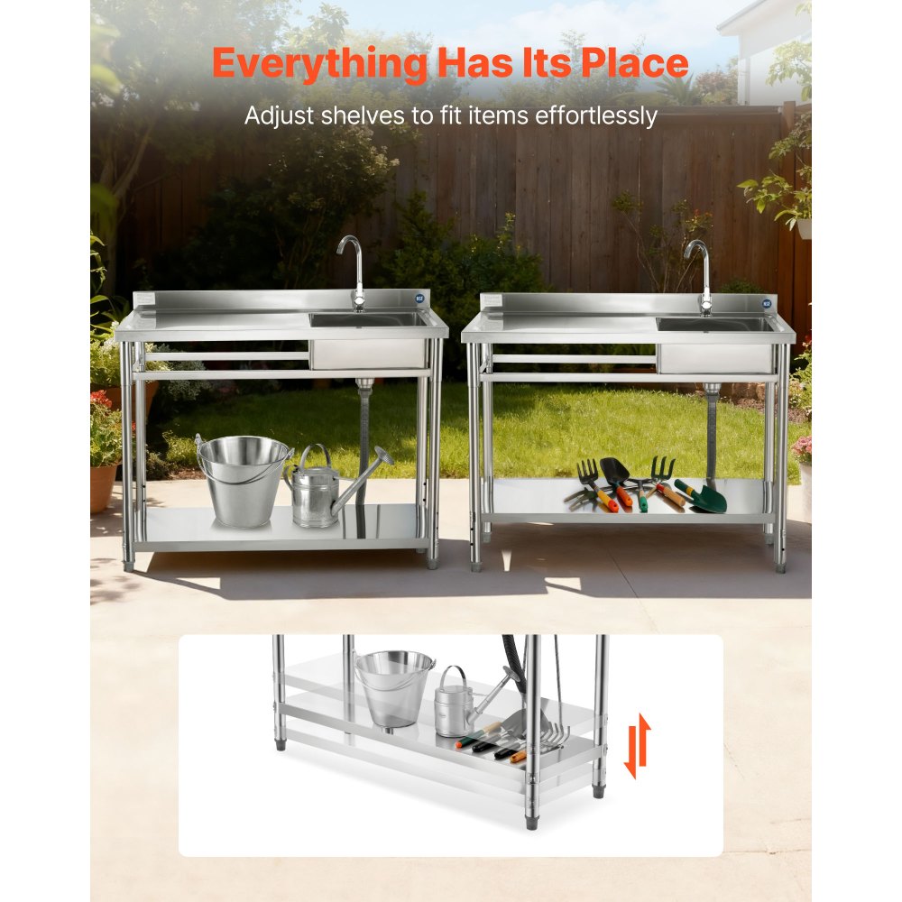 Νιπτήρας κουζίνας VEVOR από ανοξείδωτο χάλυβα, ελεύθερος επαγγελματικός νεροχύτης κουζίνας με μία λεκάνη και βρύση, πάγκος εργασίας με αριστερό νιπτήρα και σωλήνα ζεστού και κρύου νερού για πλυντήριο ρούχων, γκαράζ, εστιατόριο, 1200x500x940mm Νιπτήρας κουζίνας VEVOR από ανοξείδωτο χάλυβα, ελεύθερος επαγγελματικός νεροχύτης κουζίνας με μία λεκάνη και βρύση, πάγκος εργασίας με αριστερό νιπτήρα και σωλήνα ζεστού και κρύου νερού για πλυντήριο ρούχων, γκαράζ, εστιατόριο, 1200x500x940mm