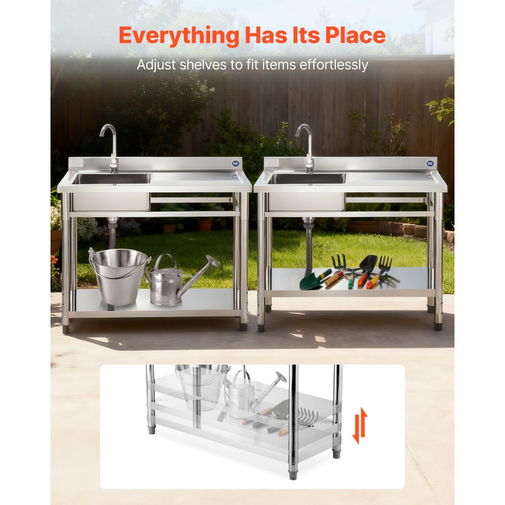 Νιπτήρας κουζίνας VEVOR από ανοξείδωτο χάλυβα, ανεξάρτητος επαγγελματικός νεροχύτης κουζίνας με μία λεκάνη και βρύση, πάγκος εργασίας με νιπτήρα δεξιάς τοποθέτησης και σωλήνα ζεστού και κρύου νερού για πλυντήριο ρούχων εστιατορίου και γκαράζ, 1200x500x940 Νιπτήρας κουζίνας VEVOR από ανοξείδωτο χάλυβα, ανεξάρτητος επαγγελματικός νεροχύτης κουζίνας με μία λεκάνη και βρύση, πάγκος εργασίας με νιπτήρα δεξιάς τοποθέτησης και σωλήνα ζεστού και κρύου νερού για πλυντήριο ρούχων εστιατορίου και γκαράζ, 1200x500x940