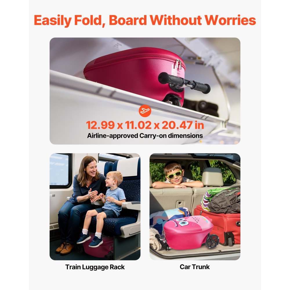 Βαλίτσα VEVOR Ride-on, χωρητικότητας 20 λίτρων, παιδική βαλίτσα σκούτερ 20 ιντσών με τροχούς Flash PU, ρυθμιζόμενη λαβή και αντιολισθητική λαβή TPR, πτυσσόμενη και ελαφριά βαλίτσα σκούτερ για παιδιά ηλικίας 5+ ετών, ροζ Βαλίτσα VEVOR Ride-on, χωρητικότητας 20 λίτρων, παιδική βαλίτσα σκούτερ 20 ιντσών με τροχούς Flash PU, ρυθμιζόμενη λαβή και αντιολισθητική λαβή TPR, πτυσσόμενη και ελαφριά βαλίτσα σκούτερ για παιδιά ηλικίας 5+ ετών, ροζ