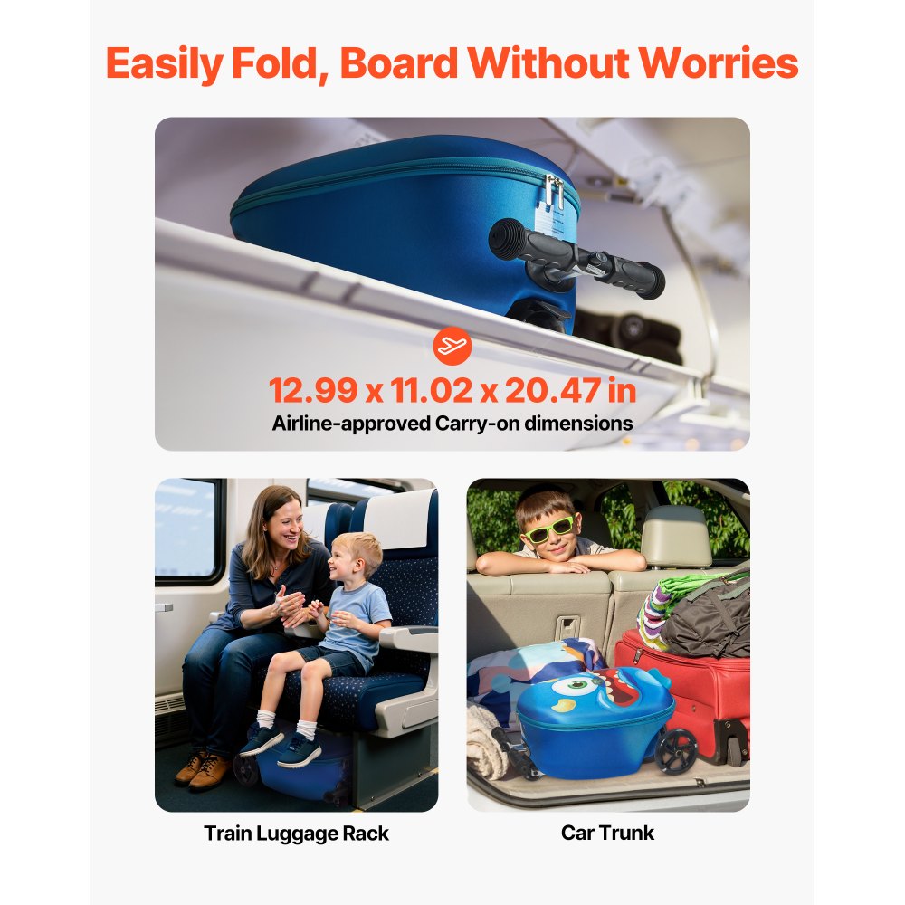 Βαλίτσα VEVOR Ride-on, χωρητικότητας 20 λίτρων, παιδική βαλίτσα σκούτερ 20 ιντσών με τροχούς Flash PU, ρυθμιζόμενη λαβή και αντιολισθητική λαβή TPR, πτυσσόμενη και ελαφριά βαλίτσα σκούτερ για παιδιά ηλικίας 5+ ετών, μπλε Βαλίτσα VEVOR Ride-on, χωρητικότητας 20 λίτρων, παιδική βαλίτσα σκούτερ 20 ιντσών με τροχούς Flash PU, ρυθμιζόμενη λαβή και αντιολισθητική λαβή TPR, πτυσσόμενη και ελαφριά βαλίτσα σκούτερ για παιδιά ηλικίας 5+ ετών, μπλε