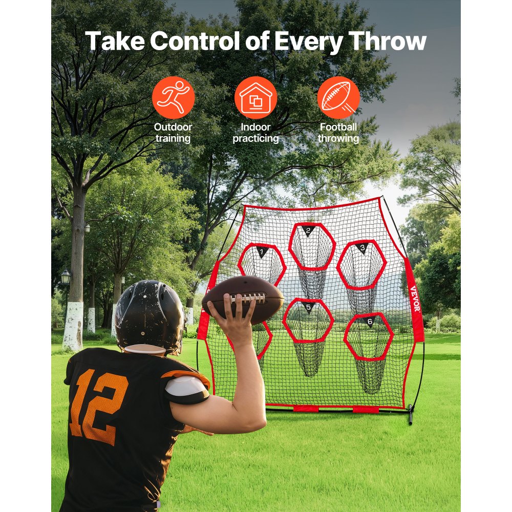 Δίχτυ ρίψης ποδοσφαίρου VEVOR 2438.4x2438.4mm, δίχτυ προπόνησης για ρίψεις στόχων με 6 τσέπες για στόχους, δίχτυ χωρίς κόμπους που περιλαμβάνει ιμάντες και φορητή θήκη μεταφοράς, βελτιώνει την ακρίβεια ρίψης quarterback, κόκκινο Δίχτυ ρίψης ποδοσφαίρου VEVOR 2438.4x2438.4mm, δίχτυ προπόνησης για ρίψεις στόχων με 6 τσέπες για στόχους, δίχτυ χωρίς κόμπους που περιλαμβάνει ιμάντες και φορητή θήκη μεταφοράς, βελτιώνει την ακρίβεια ρίψης quarterback, κόκκινο