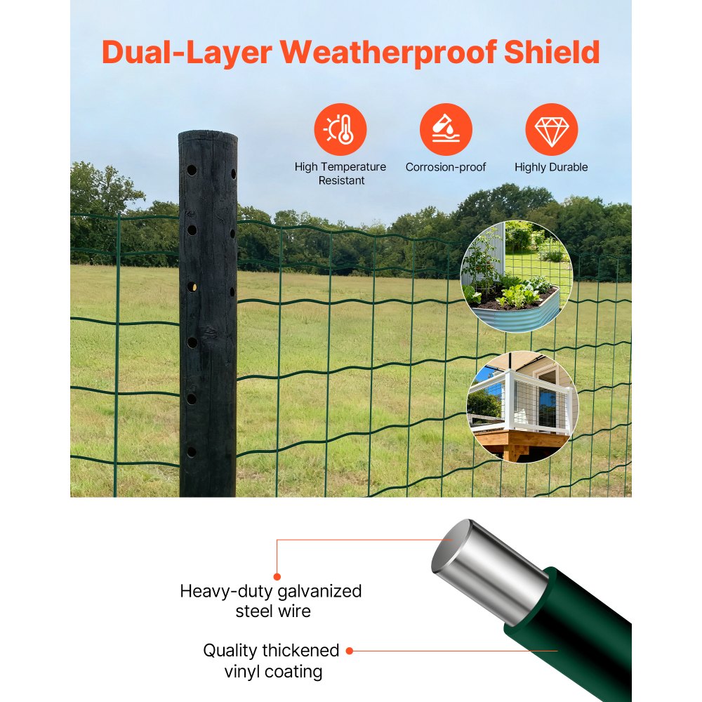 Φράχτης Γεωργίας VEVOR, 1 x 20 μ., 4 x 4 ίντσες, περίφραξη από γαλβανισμένο ατσάλινο σύρμα 2,1 χιλ. για βοοειδή, χοίρους και πρόβατα, βαρέως τύπου περίφραξη ζώων με επίστρωση βινυλίου για περιφράξεις ζώων, σύρμα κλουβιών, περιφράξεις κήπου, πράσινο Φράχτης Γεωργίας VEVOR, 1 x 20 μ., 4 x 4 ίντσες, περίφραξη από γαλβανισμένο ατσάλινο σύρμα 2,1 χιλ. για βοοειδή, χοίρους και πρόβατα, βαρέως τύπου περίφραξη ζώων με επίστρωση βινυλίου για περιφράξεις ζώων, σύρμα κλουβιών, περιφράξεις κήπου, πράσινο