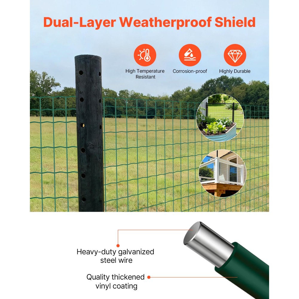 Φράχτης Γεωργίας VEVOR, 1 x 25 μ., Περίφραξη από γαλβανισμένο ατσάλινο σύρμα 2,1 χιλ. με πλέγμα 2,1 χιλ. για βοοειδή, χοίρους και πρόβατα, βαρέως τύπου περίφραξη ζώων με επίστρωση βινυλίου για περιφράξεις ζώων, σύρμα κλουβιών, φράχτες κήπου, πράσινος Φράχτης Γεωργίας VEVOR, 1 x 25 μ., Περίφραξη από γαλβανισμένο ατσάλινο σύρμα 2,1 χιλ. με πλέγμα 2,1 χιλ. για βοοειδή, χοίρους και πρόβατα, βαρέως τύπου περίφραξη ζώων με επίστρωση βινυλίου για περιφράξεις ζώων, σύρμα κλουβιών, φράχτες κήπου, πράσινος