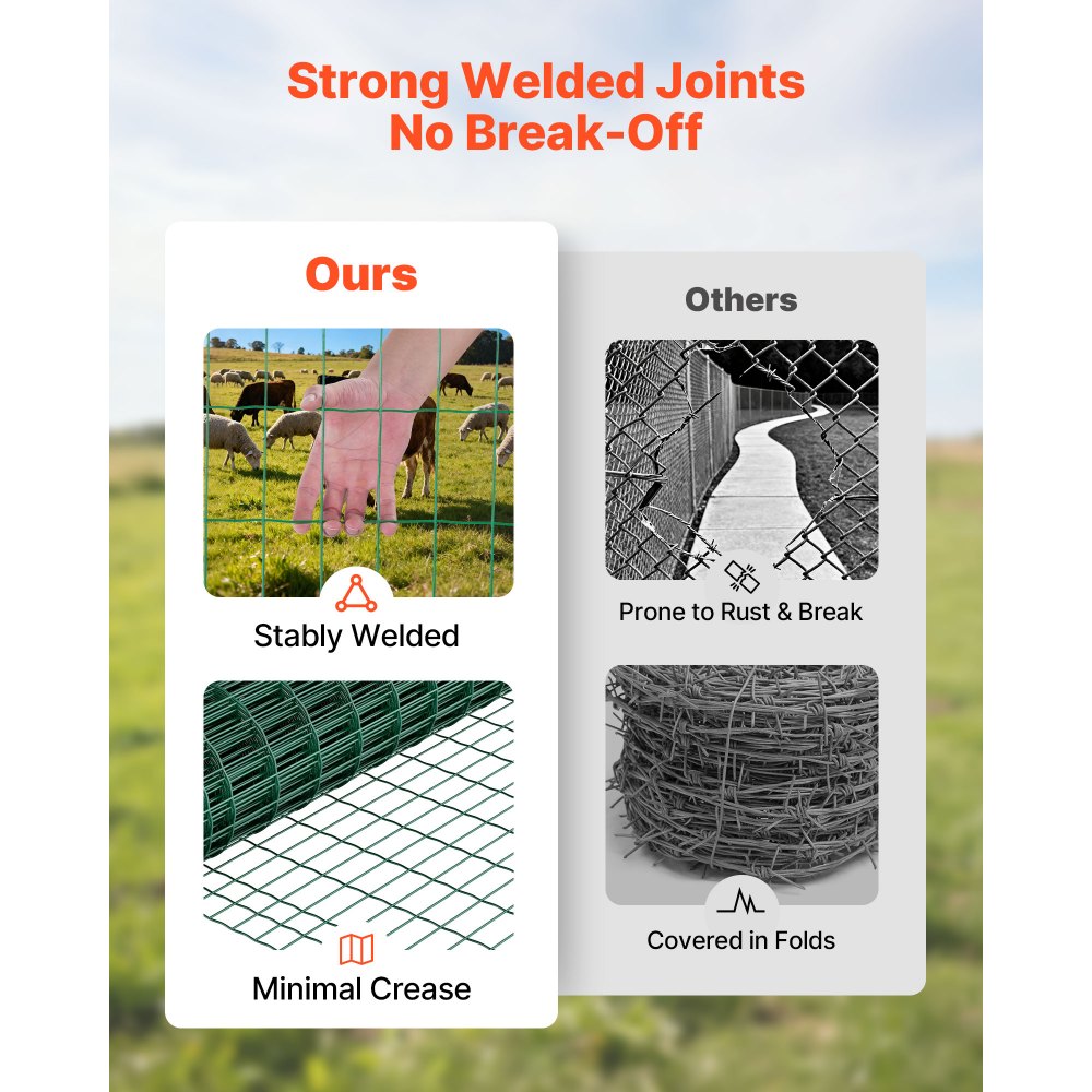Φράχτης Γεωργίας VEVOR, 1 x 25 μ., Περίφραξη από γαλβανισμένο ατσάλινο σύρμα 2,1 χιλ. με πλέγμα 2,1 χιλ. για βοοειδή, χοίρους και πρόβατα, βαρέως τύπου περίφραξη ζώων με επίστρωση βινυλίου για περιφράξεις ζώων, σύρμα κλουβιών, φράχτες κήπου, πράσινος Φράχτης Γεωργίας VEVOR, 1 x 25 μ., Περίφραξη από γαλβανισμένο ατσάλινο σύρμα 2,1 χιλ. με πλέγμα 2,1 χιλ. για βοοειδή, χοίρους και πρόβατα, βαρέως τύπου περίφραξη ζώων με επίστρωση βινυλίου για περιφράξεις ζώων, σύρμα κλουβιών, φράχτες κήπου, πράσινος
