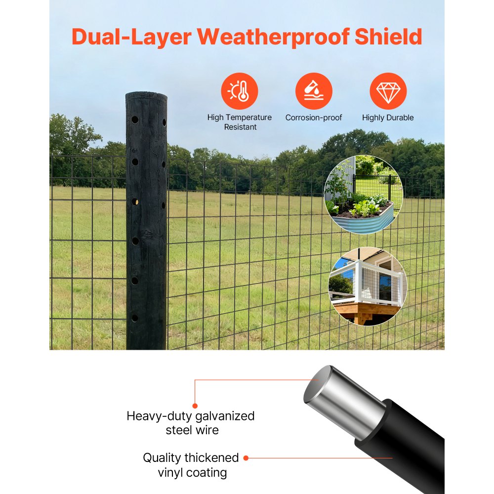 Φράχτης Γεωργίας VEVOR, 122cm x 15,2m, Περίφραξη από γαλβανισμένο ατσάλινο σύρμα 14 Gauge, 2 x 4 ίντσες, για βοοειδή, χοίρους και πρόβατα, Φράχτης Κτηνοτροφίας Βαριάς Χρήσης με Επίστρωση Βινυλίου για Περιφράξεις Ζώων, Σύρμα Κλουβιών, Φράχτες Κήπου Φράχτης Γεωργίας VEVOR, 122cm x 15,2m, Περίφραξη από γαλβανισμένο ατσάλινο σύρμα 14 Gauge, 2 x 4 ίντσες, για βοοειδή, χοίρους και πρόβατα, Φράχτης Κτηνοτροφίας Βαριάς Χρήσης με Επίστρωση Βινυλίου για Περιφράξεις Ζώων, Σύρμα Κλουβιών, Φράχτες Κήπου