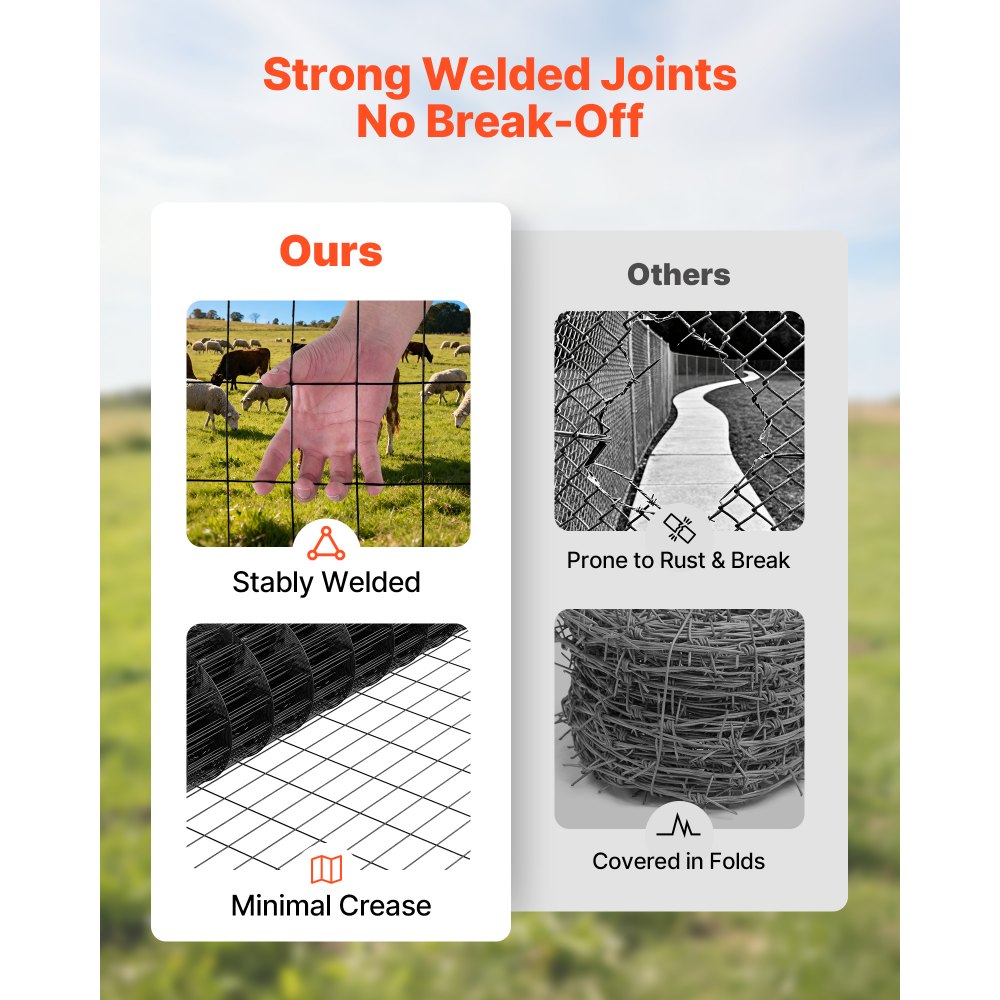 Φράχτης Γεωργίας VEVOR, 122cm x 15,2m, Περίφραξη από γαλβανισμένο ατσάλινο σύρμα 14 Gauge, 2 x 4 ίντσες, για βοοειδή, χοίρους και πρόβατα, Φράχτης Κτηνοτροφίας Βαριάς Χρήσης με Επίστρωση Βινυλίου για Περιφράξεις Ζώων, Σύρμα Κλουβιών, Φράχτες Κήπου Φράχτης Γεωργίας VEVOR, 122cm x 15,2m, Περίφραξη από γαλβανισμένο ατσάλινο σύρμα 14 Gauge, 2 x 4 ίντσες, για βοοειδή, χοίρους και πρόβατα, Φράχτης Κτηνοτροφίας Βαριάς Χρήσης με Επίστρωση Βινυλίου για Περιφράξεις Ζώων, Σύρμα Κλουβιών, Φράχτες Κήπου