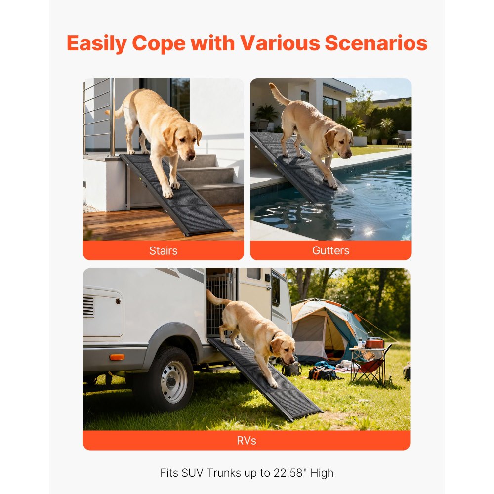 Ράμπα Σκύλου VEVOR για Αυτοκίνητα, 160 x 43,2 cm, Πτυσσόμενες Ράμπες Κατοικίδιων για Μεσαίους & Μεγάλους Σκύλους έως 113 kg, Ράμπα Σκάλας Κατοικίδιων με Αντιολισθητική Επιφάνεια από Τσόχα, Φορητές Ράμπες Αυτοκινήτου Σκύλων Εξωτερικού Χώρου για SUV & Φορτη Ράμπα Σκύλου VEVOR για Αυτοκίνητα, 160 x 43,2 cm, Πτυσσόμενες Ράμπες Κατοικίδιων για Μεσαίους & Μεγάλους Σκύλους έως 113 kg, Ράμπα Σκάλας Κατοικίδιων με Αντιολισθητική Επιφάνεια από Τσόχα, Φορητές Ράμπες Αυτοκινήτου Σκύλων Εξωτερικού Χώρου για SUV & Φορτη
