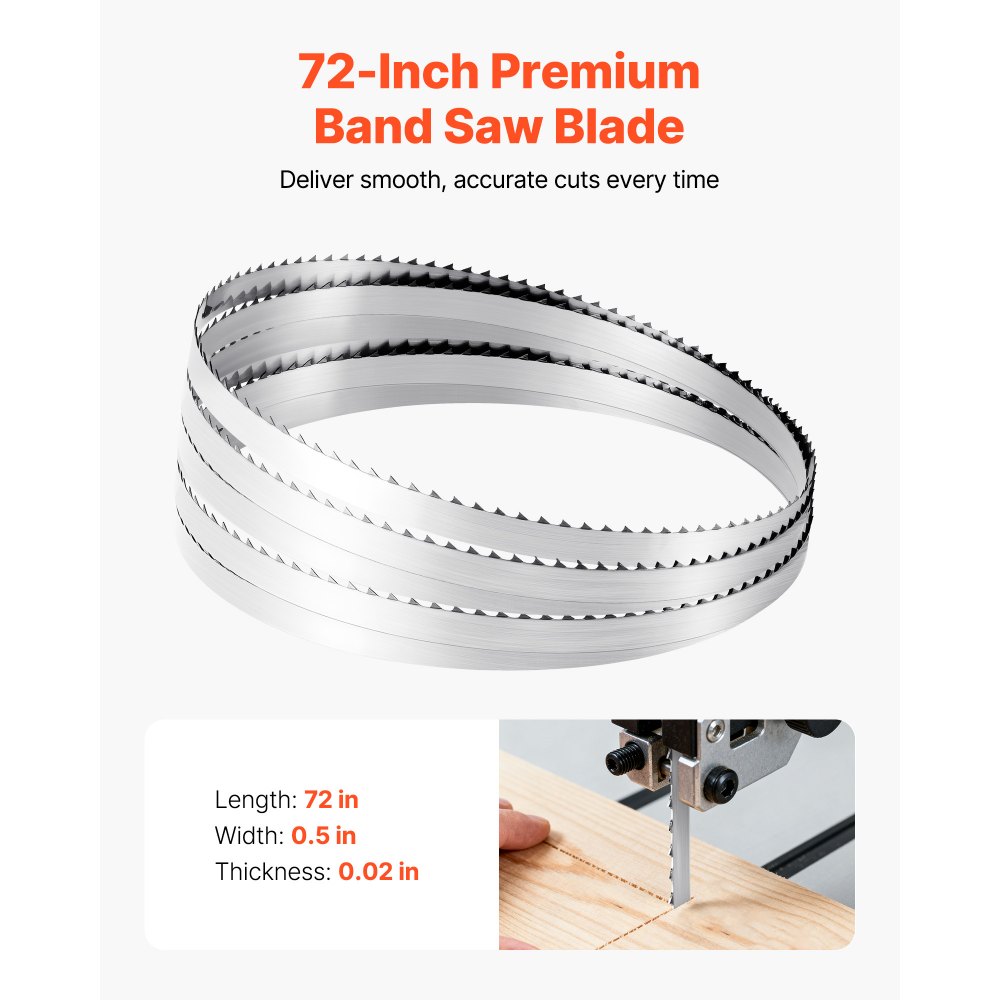 Λεπίδα πριονοκορδέλας VEVOR, μήκος 1832 mm, λεπίδα πριονοκορδέλας 4 TPI με 18 αιχμηρά δόντια σκληρυμένα HRC, χάλυβας άνθρακα υψηλής αντοχής SK5, πλάτος 12,7 mm, αντικατάσταση για τις κύριες μάρκες πριονοκορδέλας ξυλουργικής, συσκευασία 1 τεμαχίου Λεπίδα πριονοκορδέλας VEVOR, μήκος 1832 mm, λεπίδα πριονοκορδέλας 4 TPI με 18 αιχμηρά δόντια σκληρυμένα HRC, χάλυβας άνθρακα υψηλής αντοχής SK5, πλάτος 12,7 mm, αντικατάσταση για τις κύριες μάρκες πριονοκορδέλας ξυλουργικής, συσκευασία 1 τεμαχίου