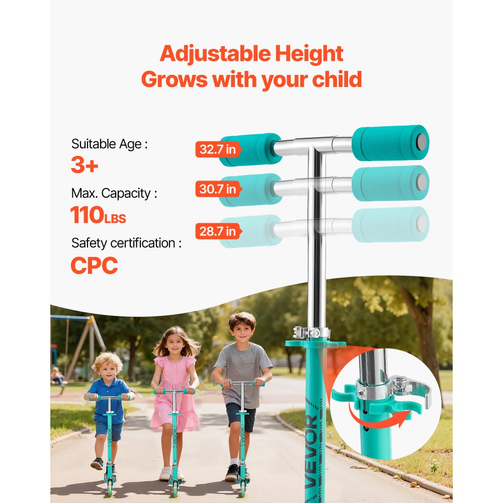 Πατίνι VEVOR για παιδιά ηλικίας 3+ ετών, 2 τροχοί με φωτιζόμενους τροχούς, ρυθμιζόμενο ύψος τιμονιού, φαρδιά αντιολισθητική βάση, πτυσσόμενο ελαφρύ πλαίσιο για αγόρια και κορίτσια έως 49,9 κιλά, πράσινο Πατίνι VEVOR για παιδιά ηλικίας 3+ ετών, 2 τροχοί με φωτιζόμενους τροχούς, ρυθμιζόμενο ύψος τιμονιού, φαρδιά αντιολισθητική βάση, πτυσσόμενο ελαφρύ πλαίσιο για αγόρια και κορίτσια έως 49,9 κιλά, πράσινο