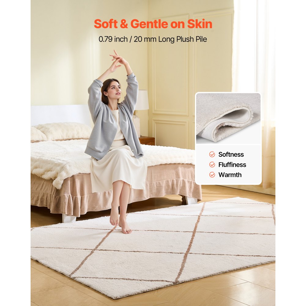 Χαλιά εσωτερικού χώρου VEVOR για βελούδινα δωμάτια, βελούδινο χαλί 1,83 x 2,74 m, Χαλιά περιοχής με γούνινο μακρύ πέλος, Χοντρό και ανθεκτικό χαλί με ψηλό πέλος για χώρους με υψηλή κυκλοφορία, Υπνοδωμάτιο, Αντιολισθητικό υπόστρωμα, Μπεζ Χαλιά εσωτερικού χώρου VEVOR για βελούδινα δωμάτια, βελούδινο χαλί 1,83 x 2,74 m, Χαλιά περιοχής με γούνινο μακρύ πέλος, Χοντρό και ανθεκτικό χαλί με ψηλό πέλος για χώρους με υψηλή κυκλοφορία, Υπνοδωμάτιο, Αντιολισθητικό υπόστρωμα, Μπεζ