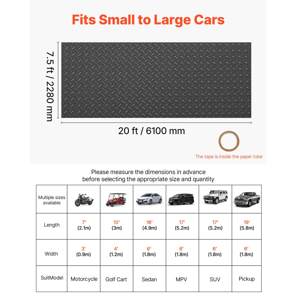 Ρολό δαπέδου γκαράζ VEVOR, Πατάκι δαπέδου γκαράζ 2,28 x 6,1 m, Προστατευτικό πατάκι δαπέδου από PVC με πλάκα διαμαντιού 2,2 mm με ταινία διπλής όψης, Αντιολισθητικό, Εύκολο στον καθαρισμό για αποθήκη, γυμναστήρια, τρέιλερ, μαύρο Ρολό δαπέδου γκαράζ VEVOR, Πατάκι δαπέδου γκαράζ 2,28 x 6,1 m, Προστατευτικό πατάκι δαπέδου από PVC με πλάκα διαμαντιού 2,2 mm με ταινία διπλής όψης, Αντιολισθητικό, Εύκολο στον καθαρισμό για αποθήκη, γυμναστήρια, τρέιλερ, μαύρο