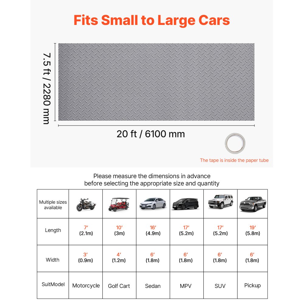 Ρολό δαπέδου γκαράζ VEVOR, Χαλί δαπέδου γκαράζ 2,28 x 6,1 m, Προστατευτικό χαλάκι δαπέδου PVC με πλάκα διαμαντιού 2,2 mm με παχιά ταινία διπλής όψης, Αντιολισθητικό, Εύκολο στον καθαρισμό για αποθήκη, Γυμναστήρια, Ασημί γκρι Ρολό δαπέδου γκαράζ VEVOR, Χαλί δαπέδου γκαράζ 2,28 x 6,1 m, Προστατευτικό χαλάκι δαπέδου PVC με πλάκα διαμαντιού 2,2 mm με παχιά ταινία διπλής όψης, Αντιολισθητικό, Εύκολο στον καθαρισμό για αποθήκη, Γυμναστήρια, Ασημί γκρι