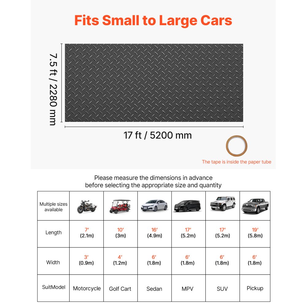 Ρολό δαπέδου γκαράζ VEVOR, Πατάκι δαπέδου γκαράζ 2,28 x 5,2 m, Προστατευτικό πατάκι δαπέδου από PVC με πλάκα διαμαντιού 2,2 mm με ταινία διπλής όψης, Αντιολισθητικό, Εύκολο στον καθαρισμό για αποθήκη, γυμναστήρια, τρέιλερ, μαύρο Ρολό δαπέδου γκαράζ VEVOR, Πατάκι δαπέδου γκαράζ 2,28 x 5,2 m, Προστατευτικό πατάκι δαπέδου από PVC με πλάκα διαμαντιού 2,2 mm με ταινία διπλής όψης, Αντιολισθητικό, Εύκολο στον καθαρισμό για αποθήκη, γυμναστήρια, τρέιλερ, μαύρο