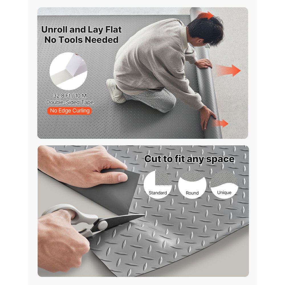 Ρολό δαπέδου γκαράζ VEVOR, Χαλί δαπέδου γκαράζ 2,28 x 5,2 m, Προστατευτικό χαλάκι δαπέδου PVC με πλάκα διαμαντιού 2,2 mm με παχιά ταινία διπλής όψης, Αντιολισθητικό, Εύκολο στον καθαρισμό για αποθήκη, Γυμναστήρια, Ασημί γκρι Ρολό δαπέδου γκαράζ VEVOR, Χαλί δαπέδου γκαράζ 2,28 x 5,2 m, Προστατευτικό χαλάκι δαπέδου PVC με πλάκα διαμαντιού 2,2 mm με παχιά ταινία διπλής όψης, Αντιολισθητικό, Εύκολο στον καθαρισμό για αποθήκη, Γυμναστήρια, Ασημί γκρι