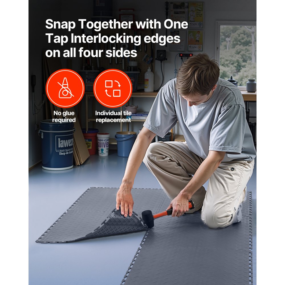 Πλακάκια δαπέδου γκαράζ VEVOR με αλληλοσύνδεση, 8 τεμάχια, 513 x 513 x 5 mm, αλληλοσυνδεόμενα αρθρωτά πλακάκια δαπέδου γκαράζ, αντιολισθητικά χαλάκια PVC με διαμαντένια πλάκα για εργαστήριο, αποθήκη, χώρο εργαλείων, γκρι γραφίτη Πλακάκια δαπέδου γκαράζ VEVOR με αλληλοσύνδεση, 8 τεμάχια, 513 x 513 x 5 mm, αλληλοσυνδεόμενα αρθρωτά πλακάκια δαπέδου γκαράζ, αντιολισθητικά χαλάκια PVC με διαμαντένια πλάκα για εργαστήριο, αποθήκη, χώρο εργαλείων, γκρι γραφίτη