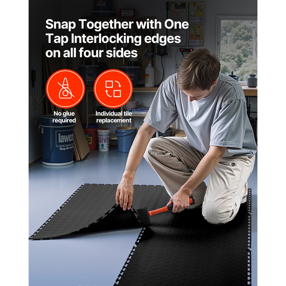 Πλακάκια δαπέδου γκαράζ VEVOR με αλληλοσύνδεση, 8 τεμάχια, 513 x 513 x 5 mm, αλληλοσυνδεόμενα αρθρωτά πλακάκια δαπέδου γκαράζ, αντιολισθητικά χαλάκια PVC με διαμαντένια πλάκα για εργαστήριο, αποθήκη, χώρο εργαλείων, μαύρο Πλακάκια δαπέδου γκαράζ VEVOR με αλληλοσύνδεση, 8 τεμάχια, 513 x 513 x 5 mm, αλληλοσυνδεόμενα αρθρωτά πλακάκια δαπέδου γκαράζ, αντιολισθητικά χαλάκια PVC με διαμαντένια πλάκα για εργαστήριο, αποθήκη, χώρο εργαλείων, μαύρο