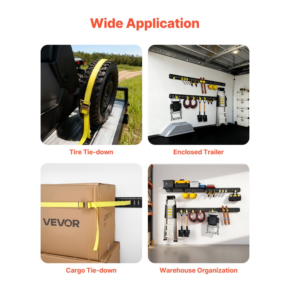 Κιτ ράγας πρόσδεσης VEVOR E-Track, 4 ράγες E 2,3 m, 26 τεμάχια, περιλαμβάνει 2 ιμάντες καστάνιας & 8 δακτυλίους O & 8 δέσιμο με δακτύλιο D & 8 καπάκια άκρων, κατάλληλο για γκαράζ, φορτηγά, ρυμουλκούμενα, μοτοσικλέτες Κιτ ράγας πρόσδεσης VEVOR E-Track, 4 ράγες E 2,3 m, 26 τεμάχια, περιλαμβάνει 2 ιμάντες καστάνιας & 8 δακτυλίους O & 8 δέσιμο με δακτύλιο D & 8 καπάκια άκρων, κατάλληλο για γκαράζ, φορτηγά, ρυμουλκούμενα, μοτοσικλέτες