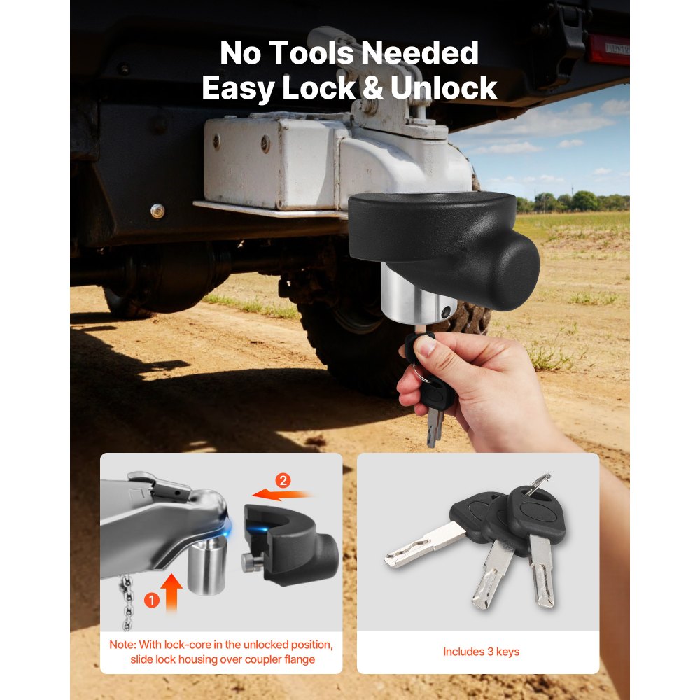 Κλείδωμα ρυμούλκησης VEVOR, Συμβατό με ζεύκτες 58,7 mm, Αντικλεπτική κλειδαριά ρυμούλκησης βαρέως τύπου με 3 κλειδιά, Ανθεκτικό σε ανοησίες και κρούσεις, Κατάλληλο για τροχόσπιτα, σκάφη, οχήματα εκτός δρόμου, ρυμουλκούμενα Κλείδωμα ρυμούλκησης VEVOR, Συμβατό με ζεύκτες 58,7 mm, Αντικλεπτική κλειδαριά ρυμούλκησης βαρέως τύπου με 3 κλειδιά, Ανθεκτικό σε ανοησίες και κρούσεις, Κατάλληλο για τροχόσπιτα, σκάφη, οχήματα εκτός δρόμου, ρυμουλκούμενα