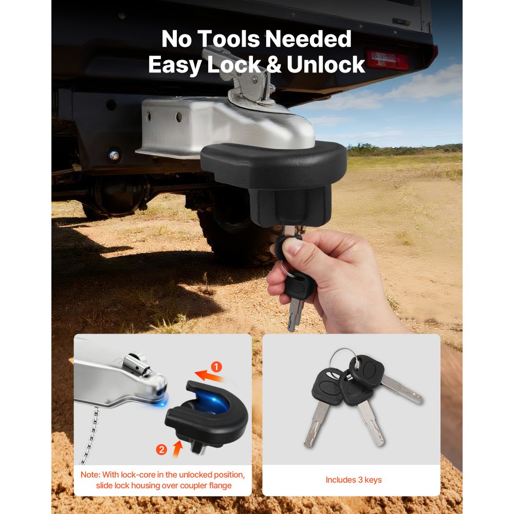 Κλείδωμα ρυμούλκησης VEVOR, Συμβατό με ζεύκτες 50,8 mm, Αντικλεπτική κλειδαριά ρυμούλκησης βαρέως τύπου με 3 κλειδιά, Ανθεκτικό σε ανοησίες και κρούσεις, Κατάλληλο για τροχόσπιτα, σκάφη, οχήματα εκτός δρόμου, ρυμουλκούμενα Κλείδωμα ρυμούλκησης VEVOR, Συμβατό με ζεύκτες 50,8 mm, Αντικλεπτική κλειδαριά ρυμούλκησης βαρέως τύπου με 3 κλειδιά, Ανθεκτικό σε ανοησίες και κρούσεις, Κατάλληλο για τροχόσπιτα, σκάφη, οχήματα εκτός δρόμου, ρυμουλκούμενα