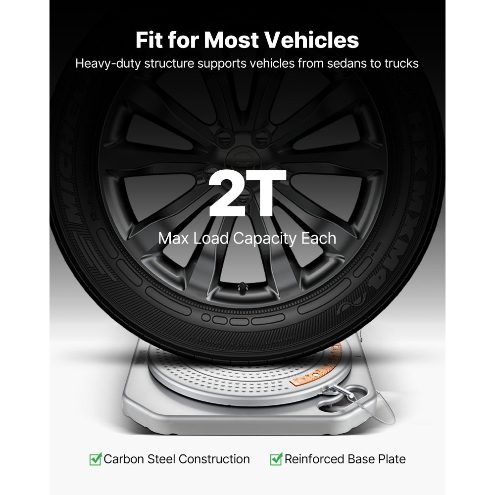 Πλάκες στροφής ευθυγράμμισης τροχών VEVOR, 2 τεμάχια, χωρητικότητα 2 τόνων ανά πλάκα, μετρήσεις ορειχάλκινου καντράν, εργαλείο ευθυγράμμισης τροχών περιστρεφόμενης πλάκας 360° με γέφυρα μετάβασης και μπλοκ ώσης για αυτοκίνητο, SUV, ελαφρύ φορτηγό Πλάκες στροφής ευθυγράμμισης τροχών VEVOR, 2 τεμάχια, χωρητικότητα 2 τόνων ανά πλάκα, μετρήσεις ορειχάλκινου καντράν, εργαλείο ευθυγράμμισης τροχών περιστρεφόμενης πλάκας 360° με γέφυρα μετάβασης και μπλοκ ώσης για αυτοκίνητο, SUV, ελαφρύ φορτηγό
