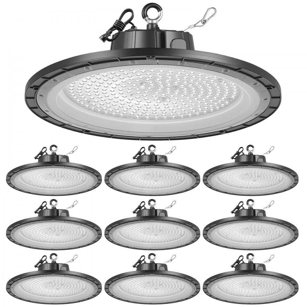 VEVOR 10 τεμάχια LED High Bay Lights, 5000K 200W 30000LM Super Bright UFO LED Warehouse Shop Lights, IP65 Αδιάβροχο, 100-277V Ευρεία τάση για αποθήκη, εργαστήριο, εργοστάσιο, γυμναστήριο, γκαράζ, αχυρώνα, μαύρο VEVOR 10 τεμάχια LED High Bay Lights, 5000K 200W 30000LM Super Bright UFO LED Warehouse Shop Lights, IP65 Αδιάβροχο, 100-277V Ευρεία τάση για αποθήκη, εργαστήριο, εργοστάσιο, γυμναστήριο, γκαράζ, αχυρώνα, μαύρο
