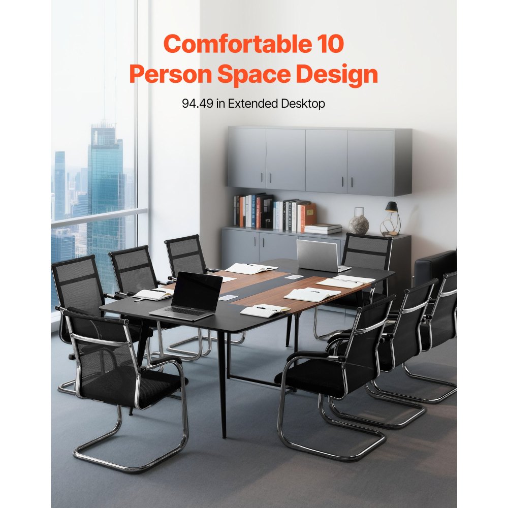 Τραπέζι Συνεδριάσεων VEVOR, Γραφείο σε σχήμα σκάφους 2400 mm για 10 άτομα, Σύγχρονο μεγάλο γραφείο συσκέψεων σε σχήμα σκάφους με μεταλλικά πόδια, για γραφείο, αίθουσα συνεδριάσεων, αίθουσα συνεδριάσεων, εύκολη συναρμολόγηση, μαύρο & καφέ Τραπέζι Συνεδριάσεων VEVOR, Γραφείο σε σχήμα σκάφους 2400 mm για 10 άτομα, Σύγχρονο μεγάλο γραφείο συσκέψεων σε σχήμα σκάφους με μεταλλικά πόδια, για γραφείο, αίθουσα συνεδριάσεων, αίθουσα συνεδριάσεων, εύκολη συναρμολόγηση, μαύρο & καφέ
