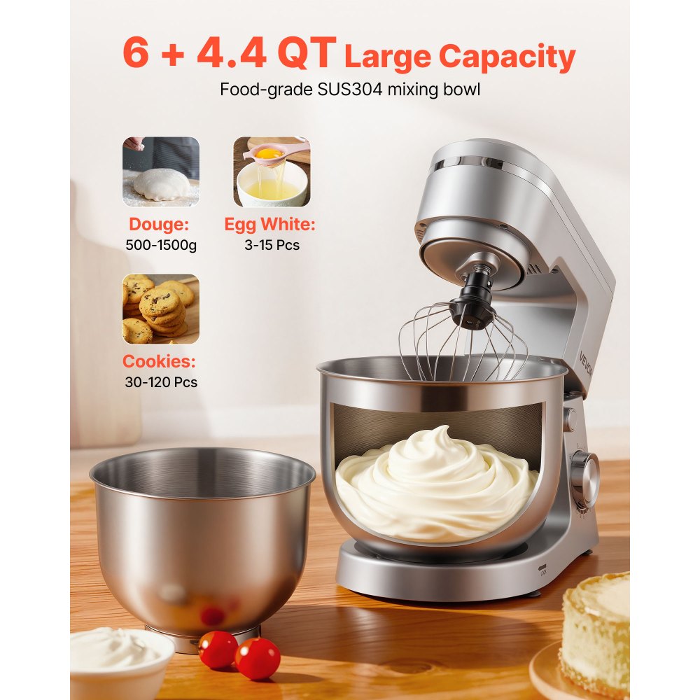 Μίξερ βάσης VEVOR, ηλεκτρικό μίξερ κουζίνας 4,2 L+5,7 L, μίξερ ζύμης 1500W, μίξερ τροφίμων με ανακλινόμενη κεφαλή 10 ταχυτήτων με μπολ από ανοξείδωτο ατσάλι, γάντζο ζύμης, σύρμα, αναδευτήρα, για ψήσιμο, ανάμειξη, χτύπημα και ζύμωμα Μίξερ βάσης VEVOR, ηλεκτρικό μίξερ κουζίνας 4,2 L+5,7 L, μίξερ ζύμης 1500W, μίξερ τροφίμων με ανακλινόμενη κεφαλή 10 ταχυτήτων με μπολ από ανοξείδωτο ατσάλι, γάντζο ζύμης, σύρμα, αναδευτήρα, για ψήσιμο, ανάμειξη, χτύπημα και ζύμωμα