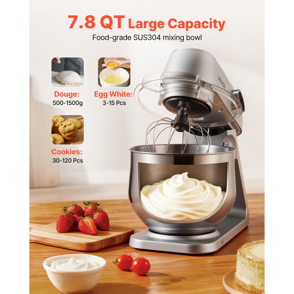 Μίξερ βάσης VEVOR, ηλεκτρικό μίξερ κουζίνας 7,4 L, μίξερ ζύμης 1800W, μίξερ τροφίμων με ανακλινόμενη κεφαλή 10 ταχυτήτων με μπολ από ανοξείδωτο ατσάλι, γάντζο ζύμης, σύρμα, αναδευτήρα, για ψήσιμο, ανάμειξη, χτύπημα και ζύμωμα, ασημί Μίξερ βάσης VEVOR, ηλεκτρικό μίξερ κουζίνας 7,4 L, μίξερ ζύμης 1800W, μίξερ τροφίμων με ανακλινόμενη κεφαλή 10 ταχυτήτων με μπολ από ανοξείδωτο ατσάλι, γάντζο ζύμης, σύρμα, αναδευτήρα, για ψήσιμο, ανάμειξη, χτύπημα και ζύμωμα, ασημί