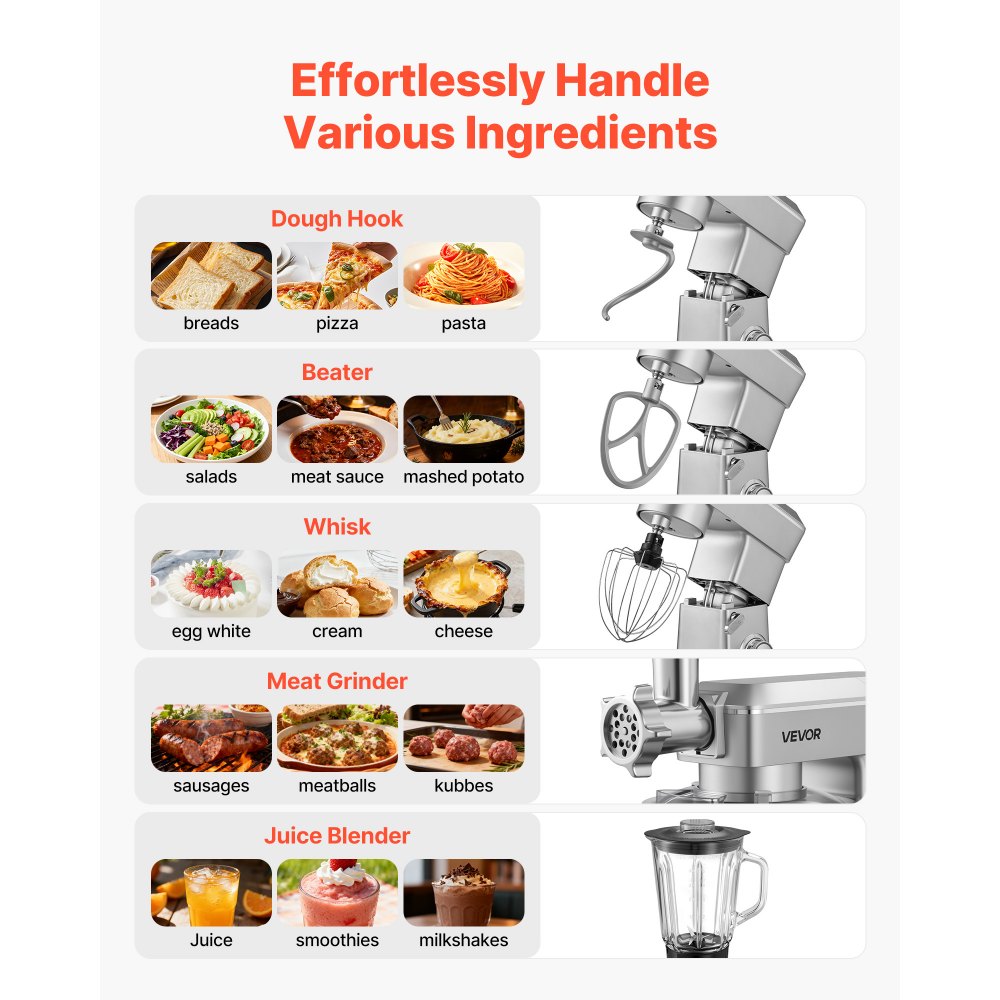 Μίξερ βάσης VEVOR, ηλεκτρικό μίξερ κουζίνας 4,3 L, μίξερ ζύμης 1300W, 6+ ταχύτητες P, ανακλινόμενο μίξερ τροφίμων με κύπελλο μπλέντερ 1,5 L, μπολ από ανοξείδωτο ατσάλι, γάντζος ζύμης, σύρμα, αναδευτήρας, για ψήσιμο, ανάμειξη, ασημί Μίξερ βάσης VEVOR, ηλεκτρικό μίξερ κουζίνας 4,3 L, μίξερ ζύμης 1300W, 6+ ταχύτητες P, ανακλινόμενο μίξερ τροφίμων με κύπελλο μπλέντερ 1,5 L, μπολ από ανοξείδωτο ατσάλι, γάντζος ζύμης, σύρμα, αναδευτήρας, για ψήσιμο, ανάμειξη, ασημί