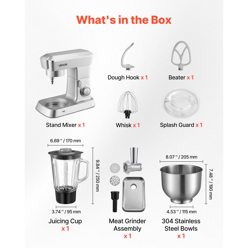Μίξερ βάσης VEVOR, ηλεκτρικό μίξερ κουζίνας 4,3 L, μίξερ ζύμης 1300W, 6+ ταχύτητες P, ανακλινόμενο μίξερ τροφίμων με κύπελλο μπλέντερ 1,5 L, μπολ από ανοξείδωτο ατσάλι, γάντζος ζύμης, σύρμα, αναδευτήρας, για ψήσιμο, ανάμειξη, ασημί Μίξερ βάσης VEVOR, ηλεκτρικό μίξερ κουζίνας 4,3 L, μίξερ ζύμης 1300W, 6+ ταχύτητες P, ανακλινόμενο μίξερ τροφίμων με κύπελλο μπλέντερ 1,5 L, μπολ από ανοξείδωτο ατσάλι, γάντζος ζύμης, σύρμα, αναδευτήρας, για ψήσιμο, ανάμειξη, ασημί