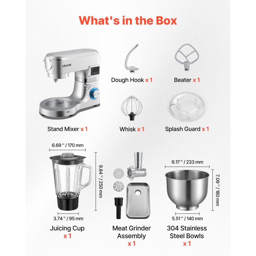 Μίξερ βάσης VEVOR, ηλεκτρικό μίξερ κουζίνας 5,7 L, μίξερ ζύμης 1500W, μίξερ τροφίμων με ανακλινόμενη κεφαλή 6+P ταχυτήτων με κύπελλο μπλέντερ 1,5 L, μπολ από ανοξείδωτο ατσάλι, γάντζος ζύμης, σύρμα, αναδευτήρας, για ψήσιμο, ανάμειξη, ασημί Μίξερ βάσης VEVOR, ηλεκτρικό μίξερ κουζίνας 5,7 L, μίξερ ζύμης 1500W, μίξερ τροφίμων με ανακλινόμενη κεφαλή 6+P ταχυτήτων με κύπελλο μπλέντερ 1,5 L, μπολ από ανοξείδωτο ατσάλι, γάντζος ζύμης, σύρμα, αναδευτήρας, για ψήσιμο, ανάμειξη, ασημί