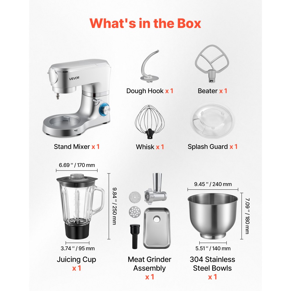 Μίξερ βάσης VEVOR, ηλεκτρικό μίξερ κουζίνας 6 λίτρων, μίξερ ζύμης 1500W, μίξερ τροφίμων με ανακλινόμενη κεφαλή 6+P ταχυτήτων με κύπελλο μπλέντερ 1,5 λίτρων, μπολ από ανοξείδωτο ατσάλι, γάντζος ζύμης, σύρμα, αναδευτήρας, για ψήσιμο, ανάμειξη, ασημί Μίξερ βάσης VEVOR, ηλεκτρικό μίξερ κουζίνας 6 λίτρων, μίξερ ζύμης 1500W, μίξερ τροφίμων με ανακλινόμενη κεφαλή 6+P ταχυτήτων με κύπελλο μπλέντερ 1,5 λίτρων, μπολ από ανοξείδωτο ατσάλι, γάντζος ζύμης, σύρμα, αναδευτήρας, για ψήσιμο, ανάμειξη, ασημί
