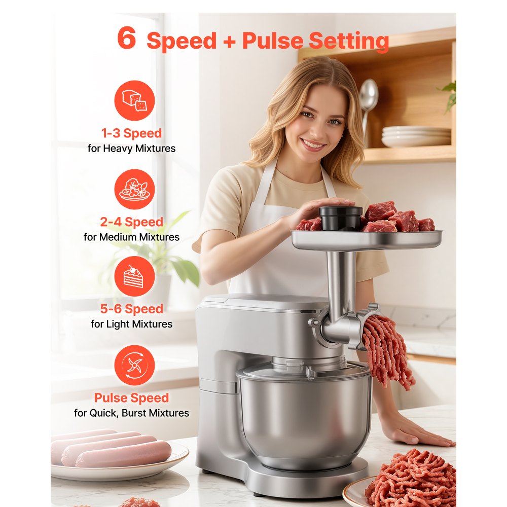 Μίξερ βάσης VEVOR, ηλεκτρικό μίξερ κουζίνας 6 λίτρων, μίξερ ζύμης 1500W, μίξερ τροφίμων με ανακλινόμενη κεφαλή 6+P ταχυτήτων με κύπελλο μπλέντερ 1,5 λίτρων, μπολ από ανοξείδωτο ατσάλι, γάντζος ζύμης, σύρμα, αναδευτήρας, για ψήσιμο, ανάμειξη, ασημί Μίξερ βάσης VEVOR, ηλεκτρικό μίξερ κουζίνας 6 λίτρων, μίξερ ζύμης 1500W, μίξερ τροφίμων με ανακλινόμενη κεφαλή 6+P ταχυτήτων με κύπελλο μπλέντερ 1,5 λίτρων, μπολ από ανοξείδωτο ατσάλι, γάντζος ζύμης, σύρμα, αναδευτήρας, για ψήσιμο, ανάμειξη, ασημί
