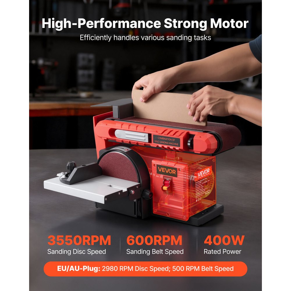 Τριβείο δίσκου VEVOR 152,4 mm & Ταινιολειαντήρας 101,6 mm x 914,4 mm, Επαγγελματικός συνδυασμός τριψίματος με ταινία δίσκου 400W με ρυθμιζόμενο τραπέζι εργασίας 0 - 45°, θύρα συλλογής σκόνης για ξυλουργική και κατασκευές DIY Τριβείο δίσκου VEVOR 152,4 mm & Ταινιολειαντήρας 101,6 mm x 914,4 mm, Επαγγελματικός συνδυασμός τριψίματος με ταινία δίσκου 400W με ρυθμιζόμενο τραπέζι εργασίας 0 - 45°, θύρα συλλογής σκόνης για ξυλουργική και κατασκευές DIY