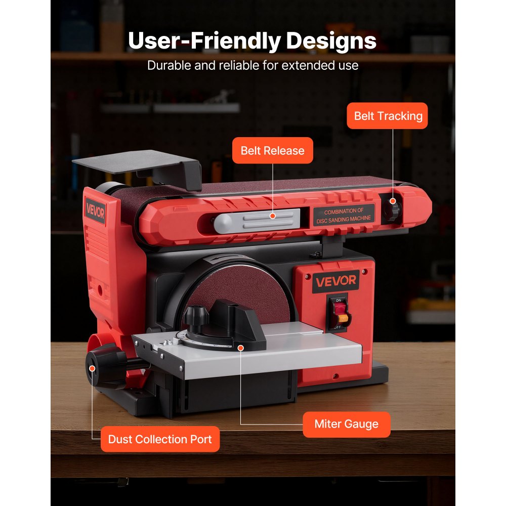 Τριβείο δίσκου VEVOR 152,4 mm & Ταινιολειαντήρας 101,6 mm x 914,4 mm, Επαγγελματικός συνδυασμός τριψίματος με ταινία δίσκου 400W με ρυθμιζόμενο τραπέζι εργασίας 0 - 45°, θύρα συλλογής σκόνης για ξυλουργική και κατασκευές DIY Τριβείο δίσκου VEVOR 152,4 mm & Ταινιολειαντήρας 101,6 mm x 914,4 mm, Επαγγελματικός συνδυασμός τριψίματος με ταινία δίσκου 400W με ρυθμιζόμενο τραπέζι εργασίας 0 - 45°, θύρα συλλογής σκόνης για ξυλουργική και κατασκευές DIY
