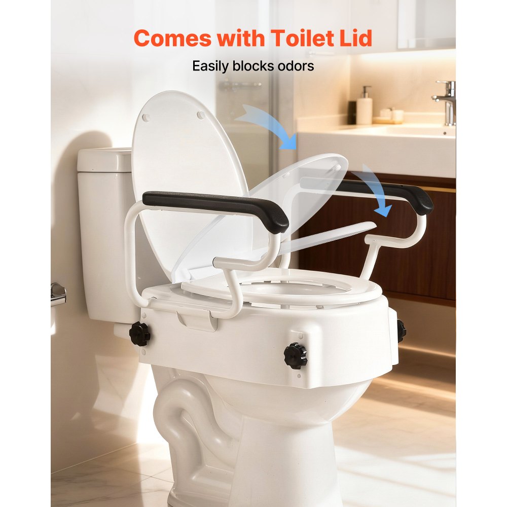 VEVOR Υπερυψωμένο Κάθισμα Λεκάνης με Μπράτσα, Χωρητικότητα Φόρτισης 136,1 kg, Ρυθμιζόμενο Ύψος 3 Επιπέδων, Διευρυμένο Ανυψούμενο Κάθισμα Λεκάνης με Επενδυμένες Λαβές για Ηλικιωμένους, Ηλικιωμένους, ΑΜΕΑ, ΑΜΕΑ, Ενήλικες VEVOR Υπερυψωμένο Κάθισμα Λεκάνης με Μπράτσα, Χωρητικότητα Φόρτισης 136,1 kg, Ρυθμιζόμενο Ύψος 3 Επιπέδων, Διευρυμένο Ανυψούμενο Κάθισμα Λεκάνης με Επενδυμένες Λαβές για Ηλικιωμένους, Ηλικιωμένους, ΑΜΕΑ, ΑΜΕΑ, Ενήλικες