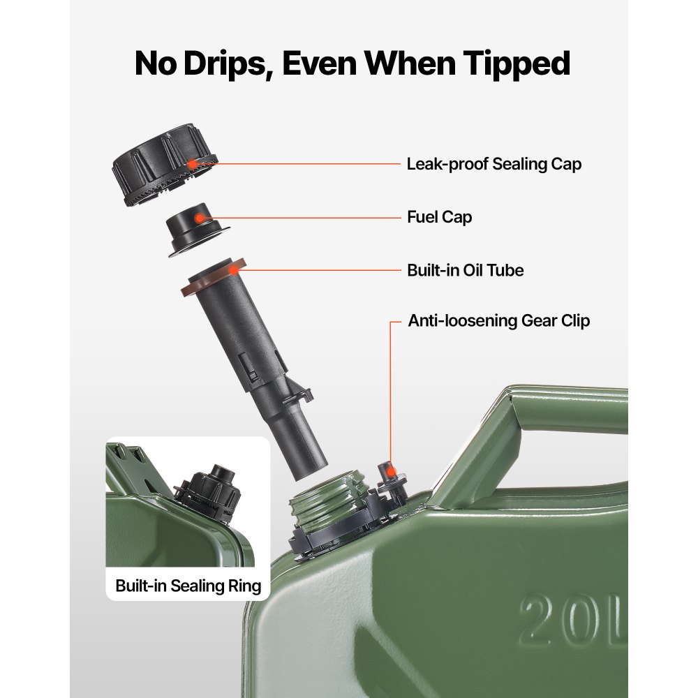 Μεταλλικό δοχείο καυσίμου VEVOR, 20 λίτρα, δοχείο καυσίμου Jerry με στόμιο και άνετη λαβή, μέγιστη παροχή 6 λίτρα/λεπτό, στεγανό και ανθεκτικό στη διάβρωση μεταλλικό ρεζερβουάρ βενζίνης για τα περισσότερα αυτοκίνητα, μοτοσικλέτες, ATV, UTV, πράσινο, συσκευασίες των 2 Μεταλλικό δοχείο καυσίμου VEVOR, 20 λίτρα, δοχείο καυσίμου Jerry με στόμιο και άνετη λαβή, μέγιστη παροχή 6 λίτρα/λεπτό, στεγανό και ανθεκτικό στη διάβρωση μεταλλικό ρεζερβουάρ βενζίνης για τα περισσότερα αυτοκίνητα, μοτοσικλέτες, ATV, UTV, πράσινο, συσκευασίες των 2