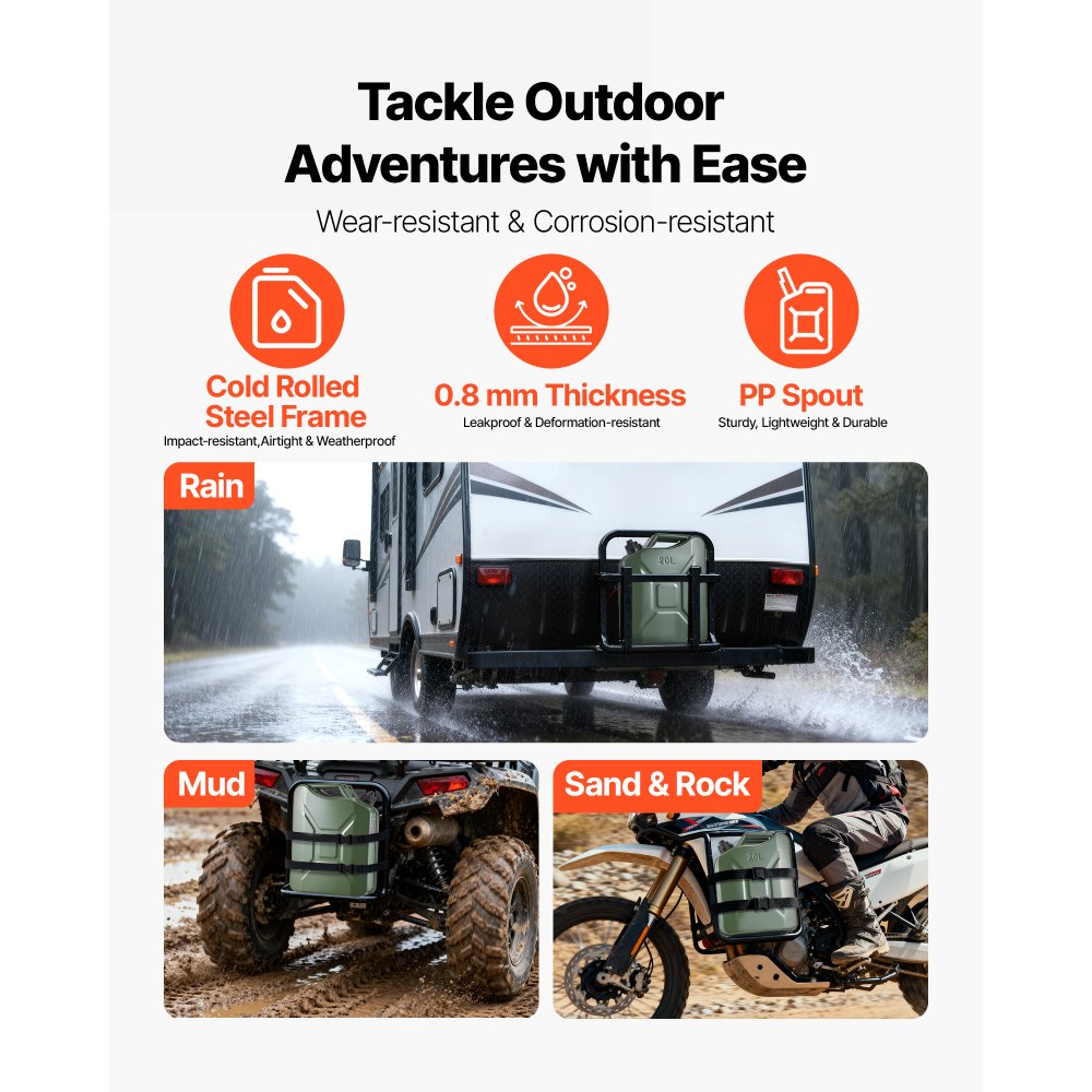 Μεταλλικό δοχείο καυσίμου VEVOR, 20 λίτρα, δοχείο καυσίμου Jerry με στόμιο και άνετη λαβή, μέγιστη παροχή 6 λίτρα/λεπτό, στεγανό και ανθεκτικό στη διάβρωση μεταλλικό ρεζερβουάρ βενζίνης για τα περισσότερα αυτοκίνητα, μοτοσικλέτες, ATV, UTV, πράσινο, συσκευασίες των 2 Μεταλλικό δοχείο καυσίμου VEVOR, 20 λίτρα, δοχείο καυσίμου Jerry με στόμιο και άνετη λαβή, μέγιστη παροχή 6 λίτρα/λεπτό, στεγανό και ανθεκτικό στη διάβρωση μεταλλικό ρεζερβουάρ βενζίνης για τα περισσότερα αυτοκίνητα, μοτοσικλέτες, ATV, UTV, πράσινο, συσκευασίες των 2