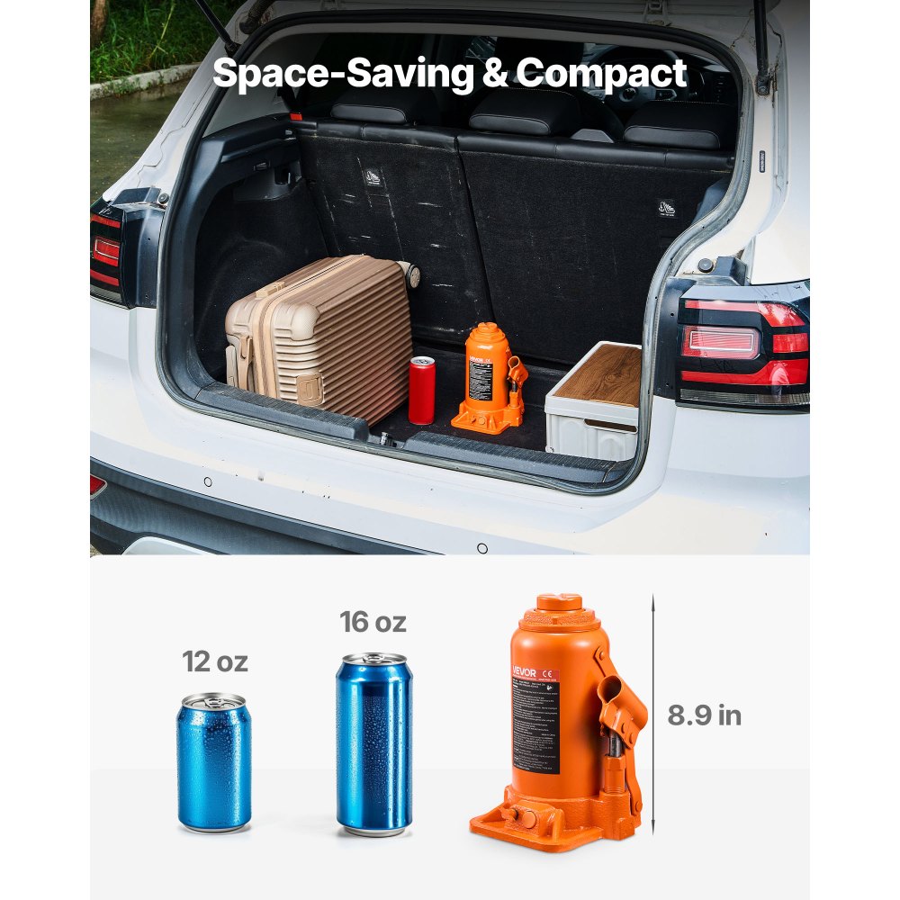 Υδραυλικός γρύλος μπουκαλιών VEVOR, χωρητικότητα φορτίου 20 τόνων (44092 λίβρες), εύρος ανύψωσης 225-435 mm, βαρέως τύπου συγκολλημένος γρύλος μπουκαλιών για αυτοκίνητα, SUV, φορτηγάκια, επισκευές αυτοκινήτων, ανελκυστήρες σπιτιού και γεωργικά μηχανήματα, πορτοκαλί Υδραυλικός γρύλος μπουκαλιών VEVOR, χωρητικότητα φορτίου 20 τόνων (44092 λίβρες), εύρος ανύψωσης 225-435 mm, βαρέως τύπου συγκολλημένος γρύλος μπουκαλιών για αυτοκίνητα, SUV, φορτηγάκια, επισκευές αυτοκινήτων, ανελκυστήρες σπιτιού και γεωργικά μηχανήματα, πορτοκαλί