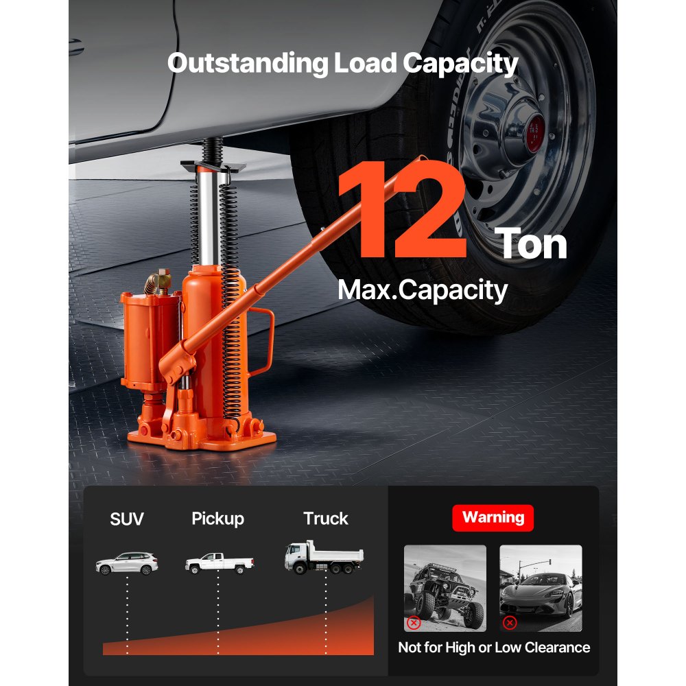 Υδραυλικός γρύλος μπουκαλιών VEVOR Air, μέγιστης χωρητικότητας 12 τόνων, εύρος ανύψωσης 265-505 mm, πνευματικός/χειροκίνητος γρύλος μπουκαλιών βαρέως τύπου με χειροκίνητη αντλία για SUV, Pick-up, φορτηγό και επισκευή αυτοκινήτων, πορτοκαλί Υδραυλικός γρύλος μπουκαλιών VEVOR Air, μέγιστης χωρητικότητας 12 τόνων, εύρος ανύψωσης 265-505 mm, πνευματικός/χειροκίνητος γρύλος μπουκαλιών βαρέως τύπου με χειροκίνητη αντλία για SUV, Pick-up, φορτηγό και επισκευή αυτοκινήτων, πορτοκαλί