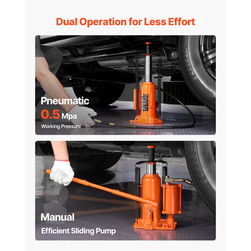 Υδραυλικός γρύλος μπουκαλιών VEVOR Air, μέγιστης χωρητικότητας 12 τόνων, εύρος ανύψωσης 265-505 mm, πνευματικός/χειροκίνητος γρύλος μπουκαλιών βαρέως τύπου με χειροκίνητη αντλία για SUV, Pick-up, φορτηγό και επισκευή αυτοκινήτων, πορτοκαλί Υδραυλικός γρύλος μπουκαλιών VEVOR Air, μέγιστης χωρητικότητας 12 τόνων, εύρος ανύψωσης 265-505 mm, πνευματικός/χειροκίνητος γρύλος μπουκαλιών βαρέως τύπου με χειροκίνητη αντλία για SUV, Pick-up, φορτηγό και επισκευή αυτοκινήτων, πορτοκαλί